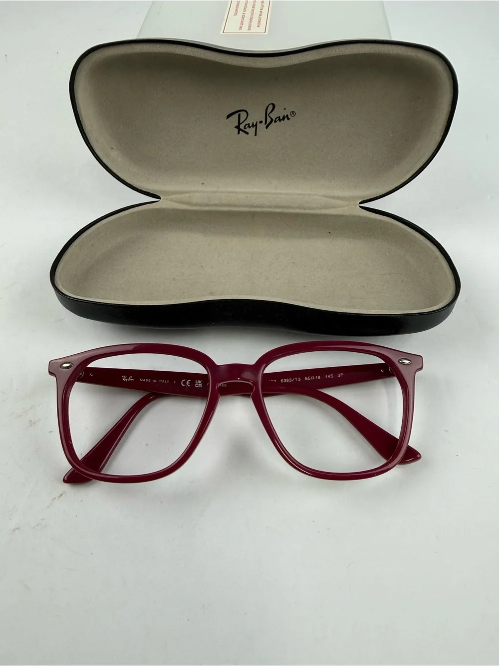 Ray-Ban 4362 Unisex Glasses Frame Plum/Burgundy Square to Round Acetate w/Case